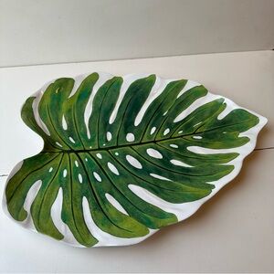 Sur La Table Monstera Leaf Ceramic Serving Platter Tray Green Tropical